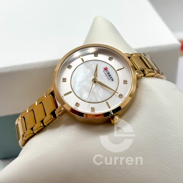 Reloj de Dama Curren 9051 + Esfero Curren+ Bolsa de Regalo