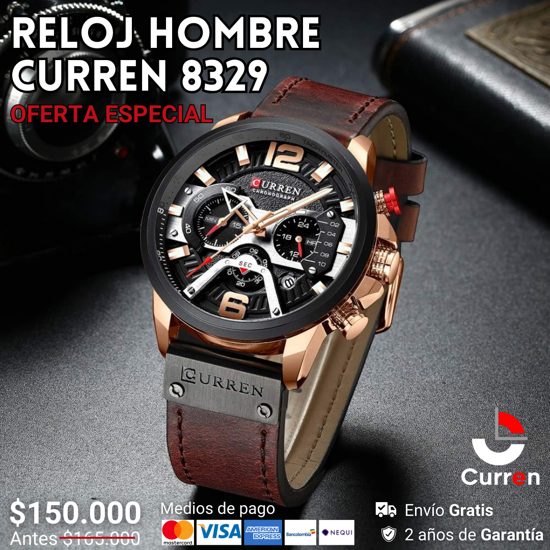 Reloj de Hombre Curren 8329+ Esfero Curren+ Bolsa de Regalo
