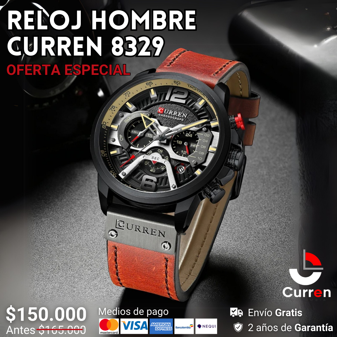 Reloj de Hombre Curren 8329+ Esfero Curren+ Bolsa de Regalo