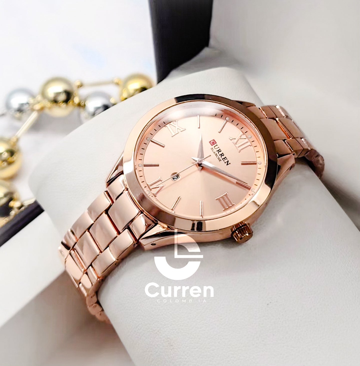 Reloj de Dama Curren 9007 + Esfero Curren+ Bolsa de Regalo