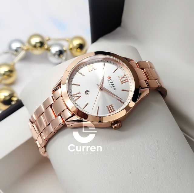 Reloj de Dama Curren 9007 + Esfero Curren+ Bolsa de Regalo