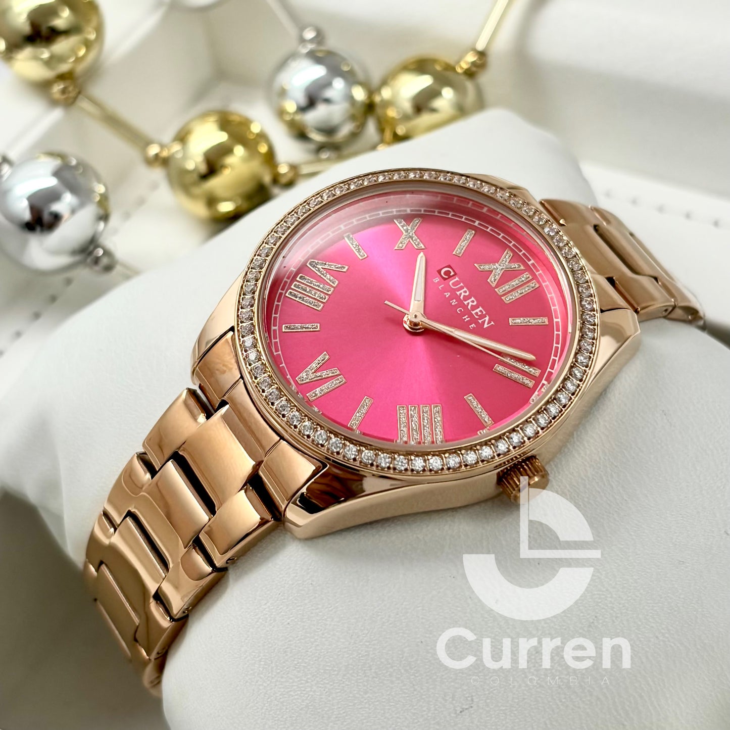 Reloj de Dama Curren 9088 + Esfero Curren+ Bolsa de Regalo