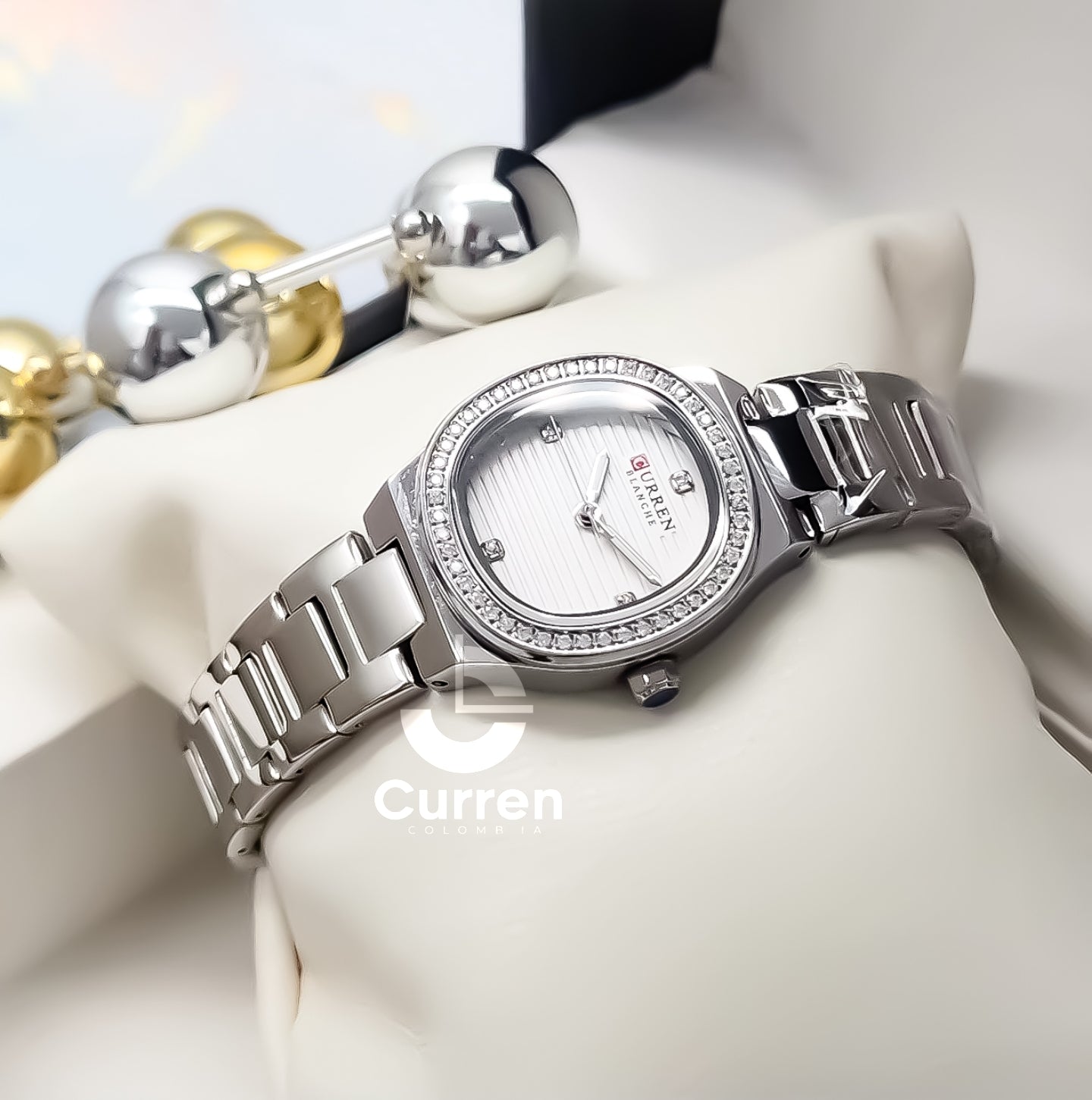 Reloj de Dama Curren 9101 + Esfero Curren+ Bolsa de Regalo