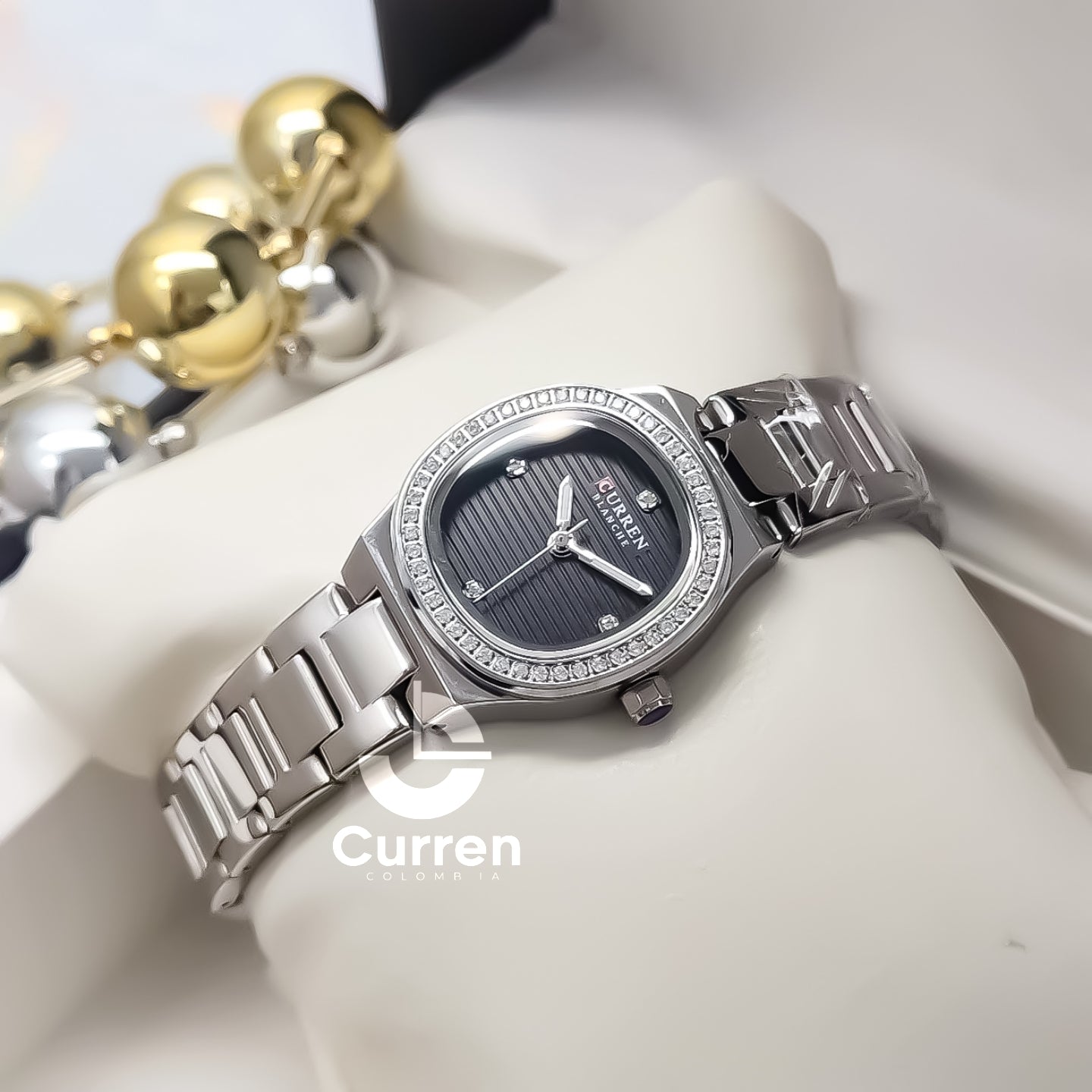 Reloj de Dama Curren 9101 + Esfero Curren+ Bolsa de Regalo