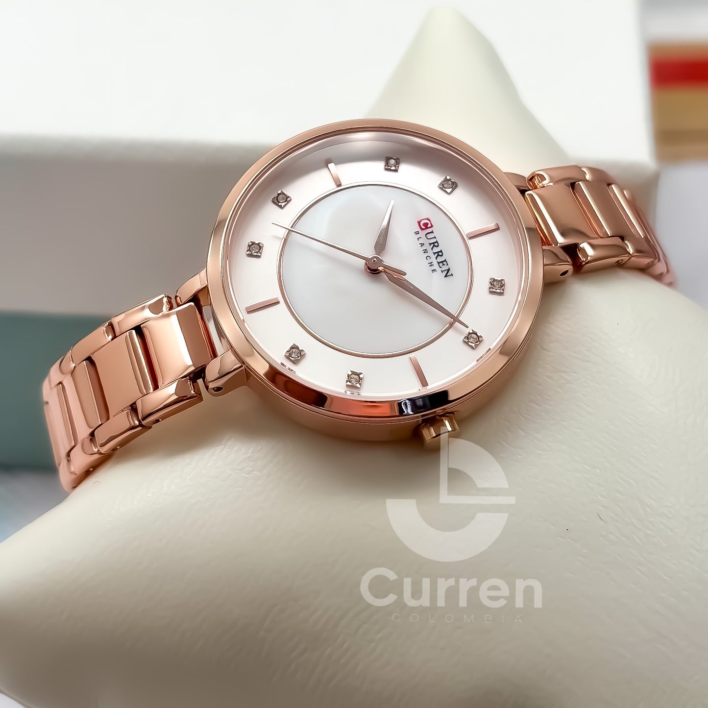 Reloj de Dama Curren 9051 + Esfero Curren+ Bolsa de Regalo