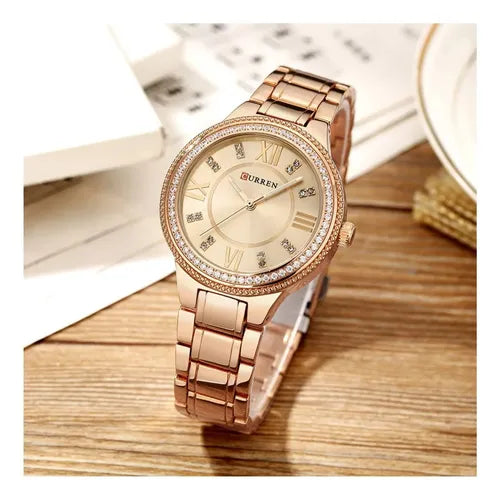 Reloj de Dama Curren 9004 + Esfero Curren+ Bolsa de Regalo