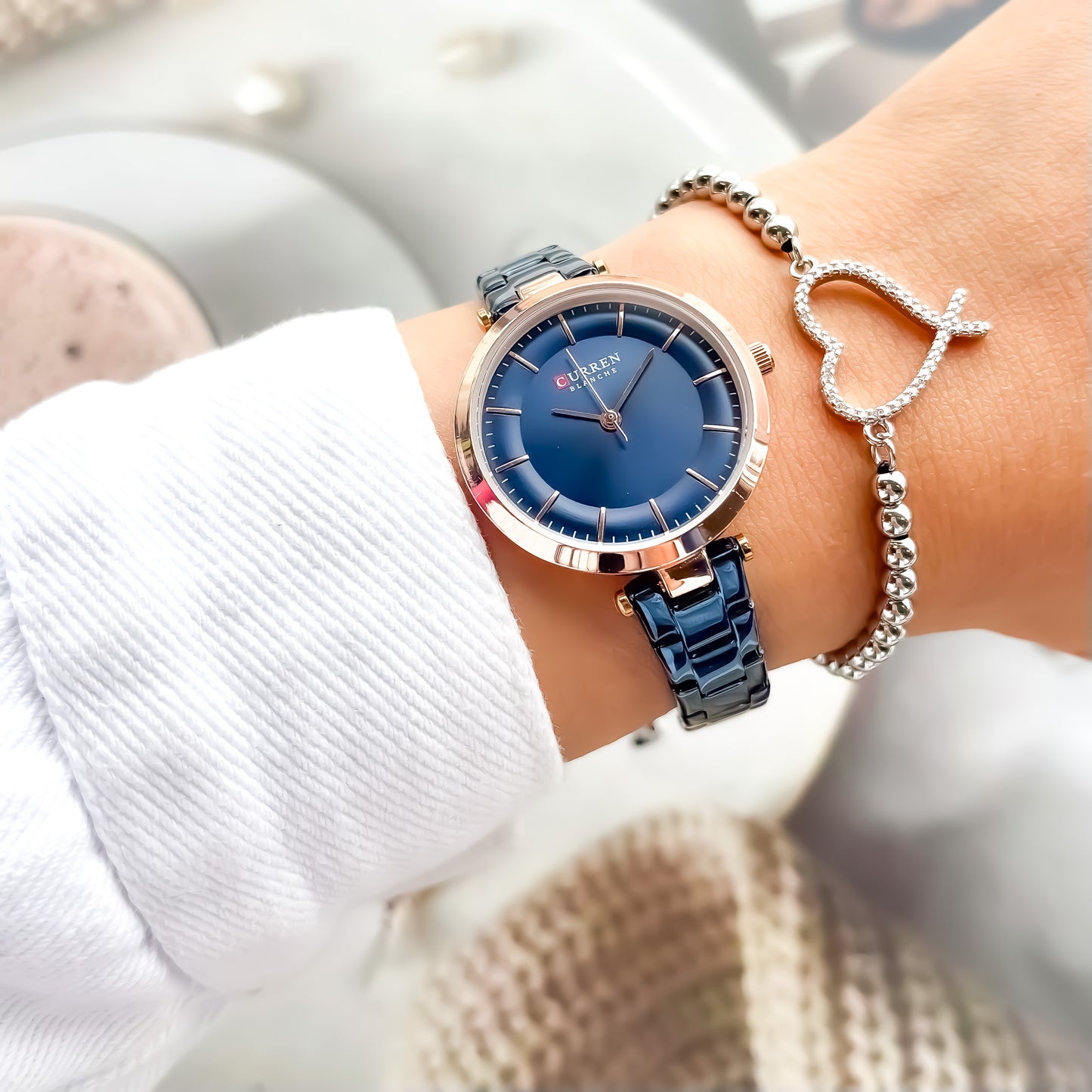 Reloj de Dama Curren 9054 + Esfero Curren+ Bolsa de Regalo