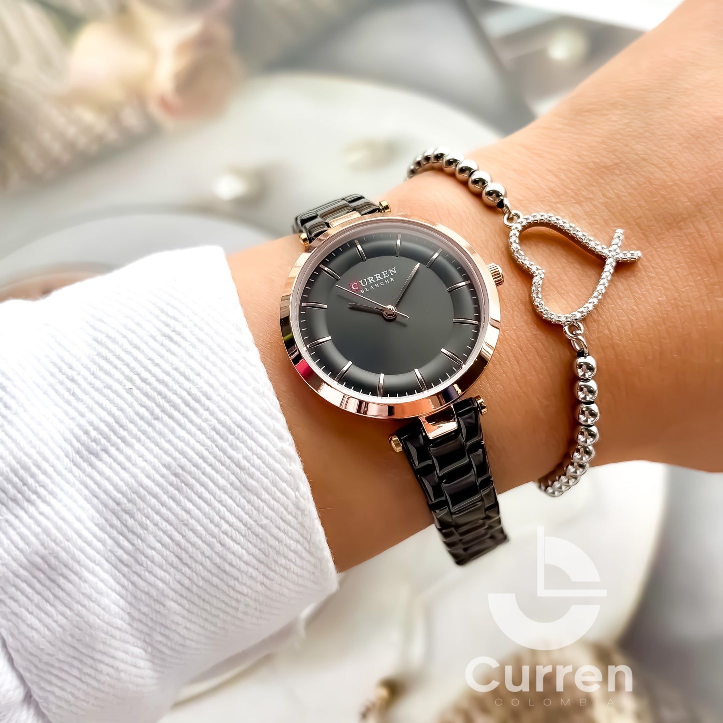 Reloj de Dama Curren 9054 + Esfero Curren+ Bolsa de Regalo