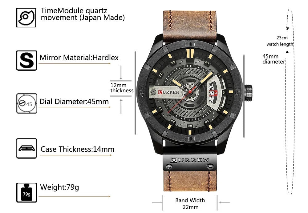 Reloj de Hombre Curren 8301+ Esfero Curren+ Bolsa de Regalo