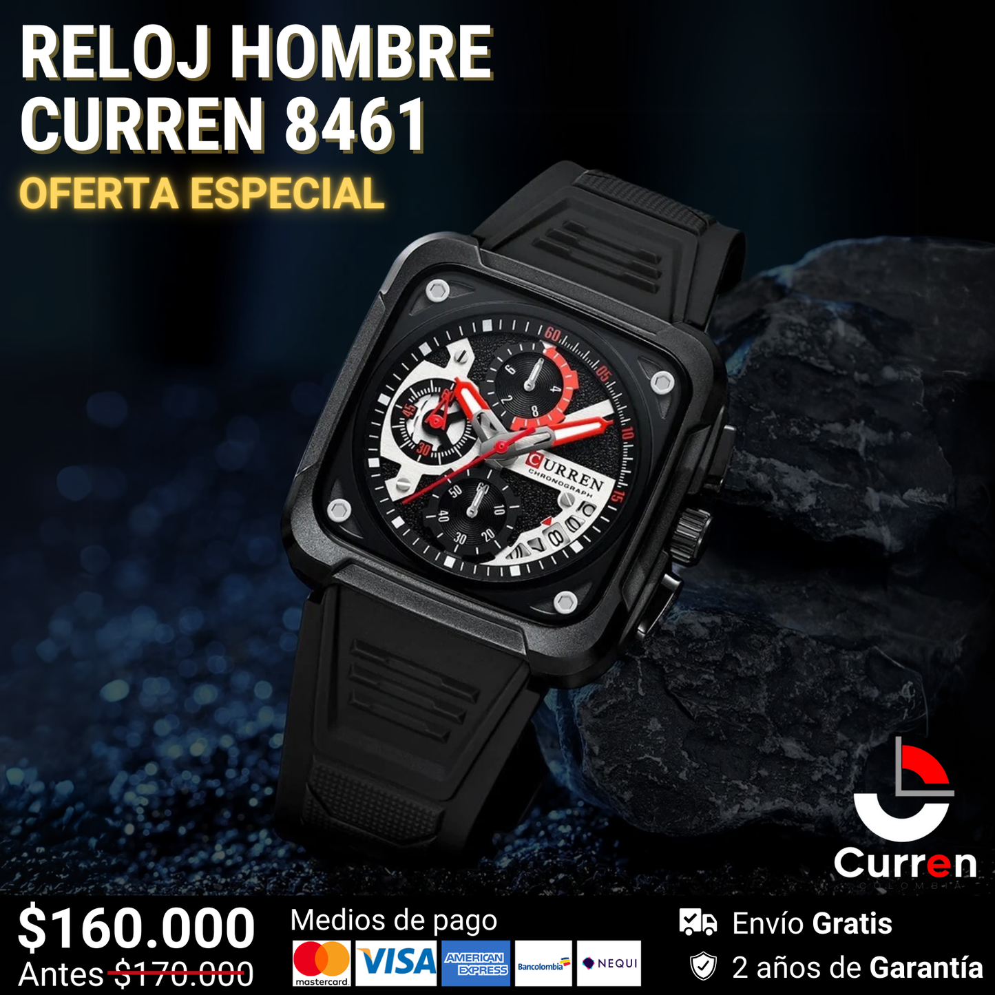 Reloj De Hombre Curren 8461 + Esfero Curren+ Bolsa de Regalo