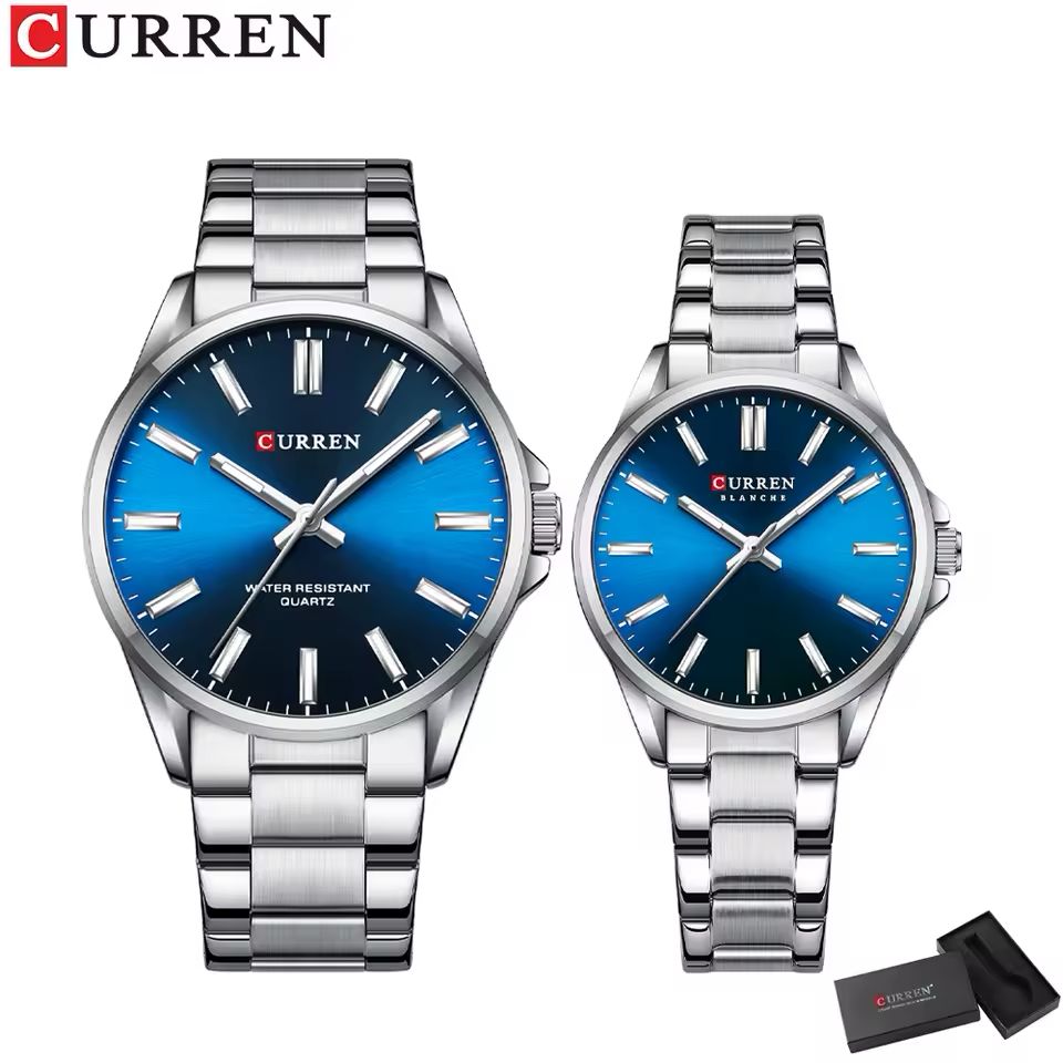 Relojes en Pareja Curren 9090 + Esfero Curren+ Bolsa de Regalo