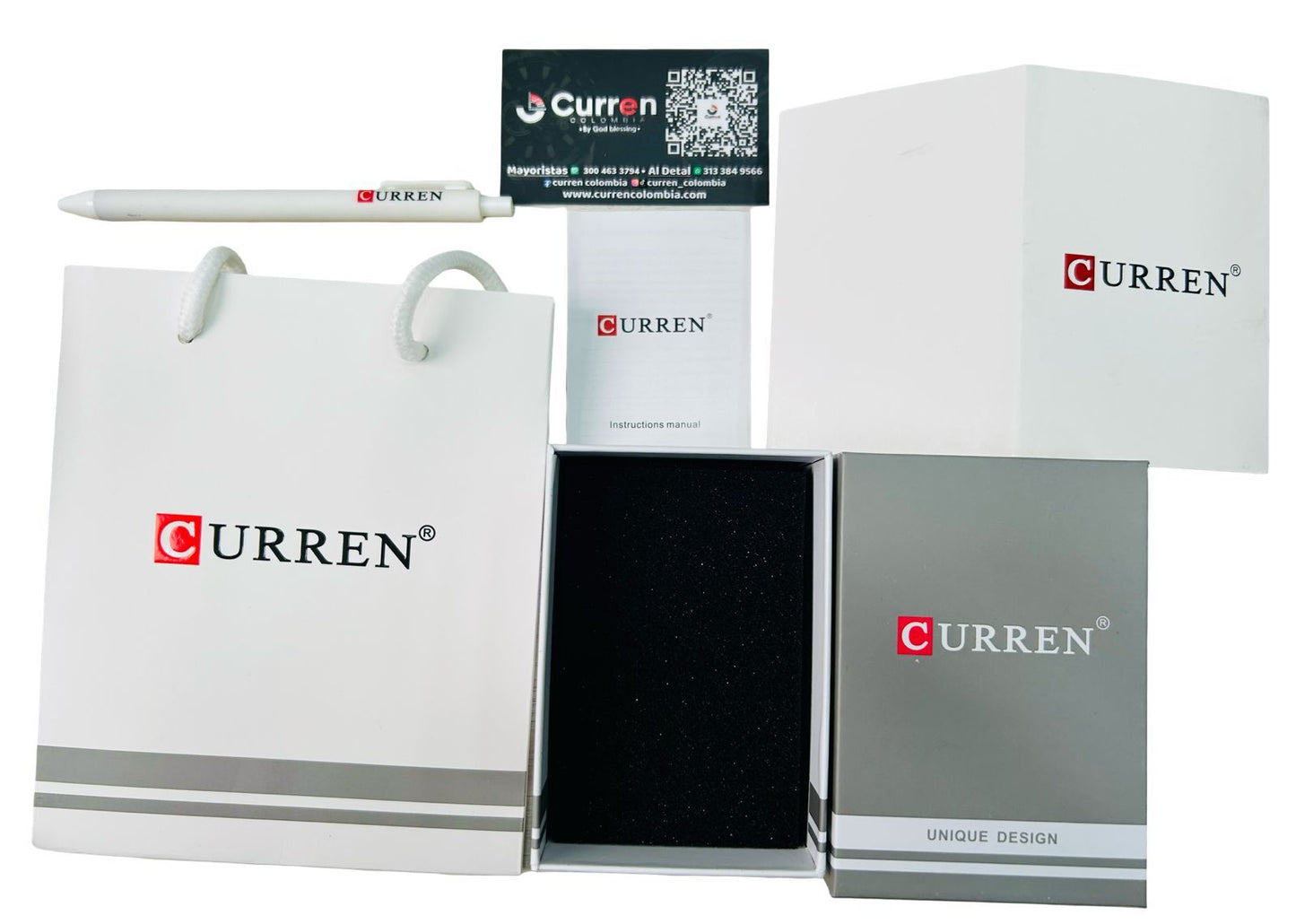 Reloj de Dama Curren 9007 + Esfero Curren+ Bolsa de Regalo