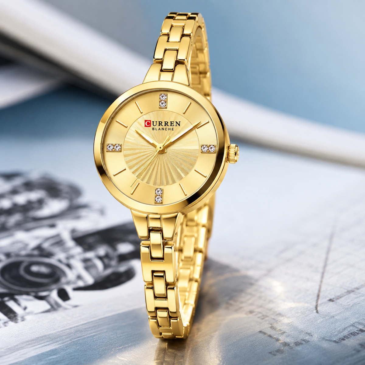 Reloj dama Curren 9097 + Esfero Curren+ Bolsa de Regalo!