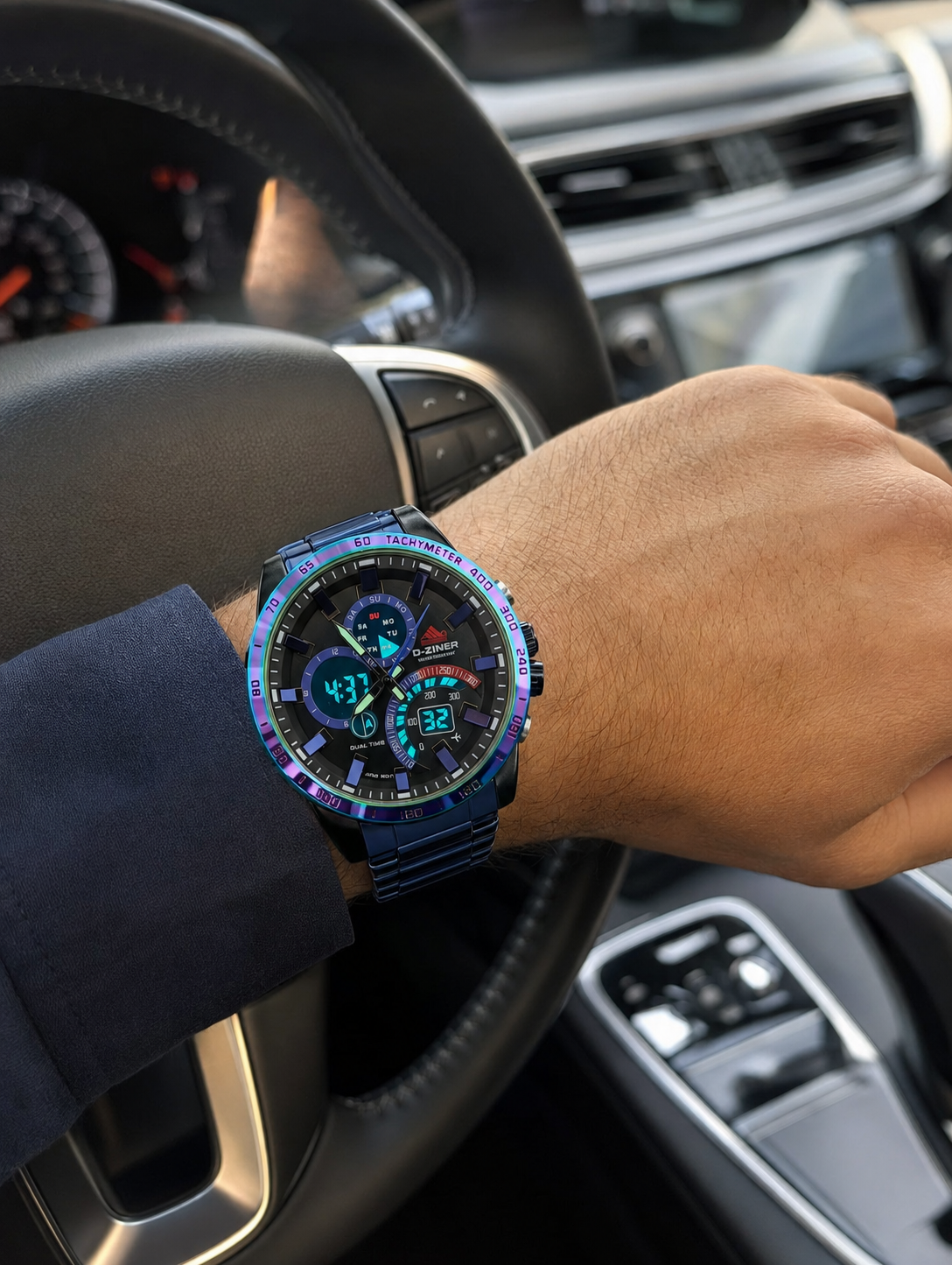 RELOJ CABALLERO D-ZINER DOBLE HORA 🏎️✅