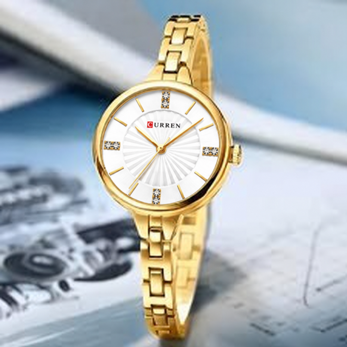 Reloj dama Curren 9097 + Esfero Curren+ Bolsa de Regalo!