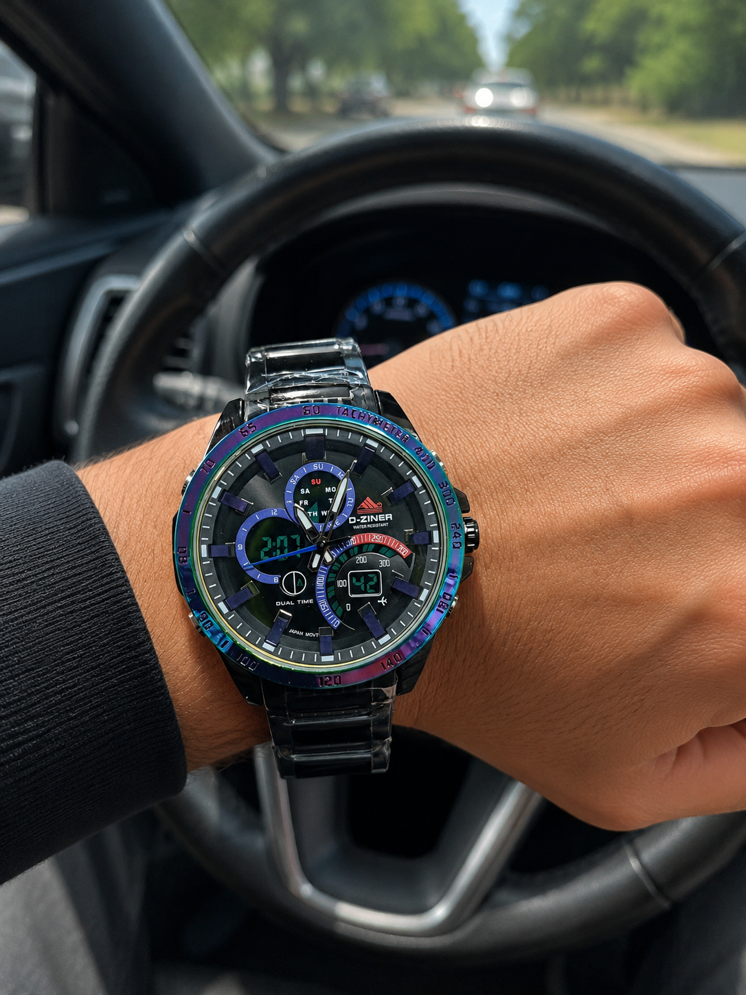 RELOJ CABALLERO D-ZINER DOBLE HORA 🏎️✅