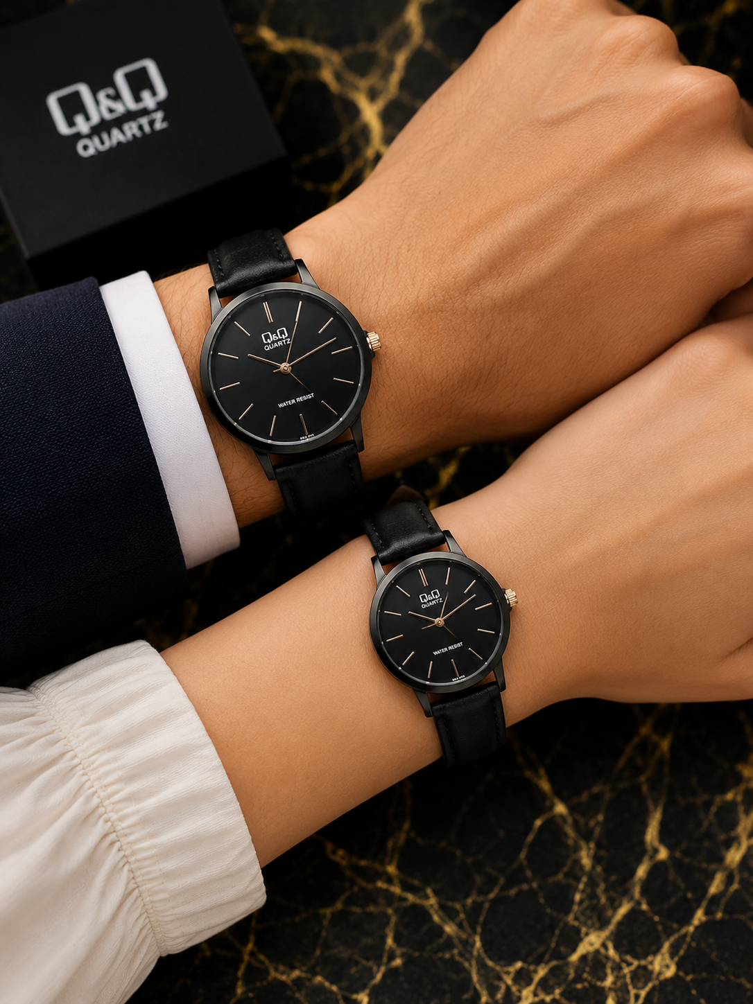Reloj Q&Q Q08A-003PY PAREJA✅