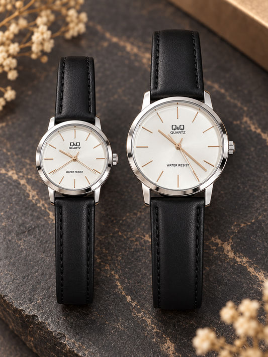 Reloj Q&Q Q08A-003PY PAREJA✅