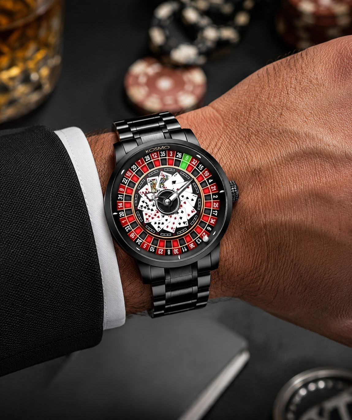Reloj de Hombre Kosmo Casino Acero y Cuero 🃏✅