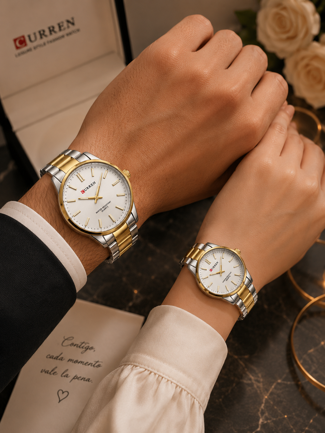 Relojes en Pareja Curren 9090 + Esfero Curren+ Bolsa de Regalo✅