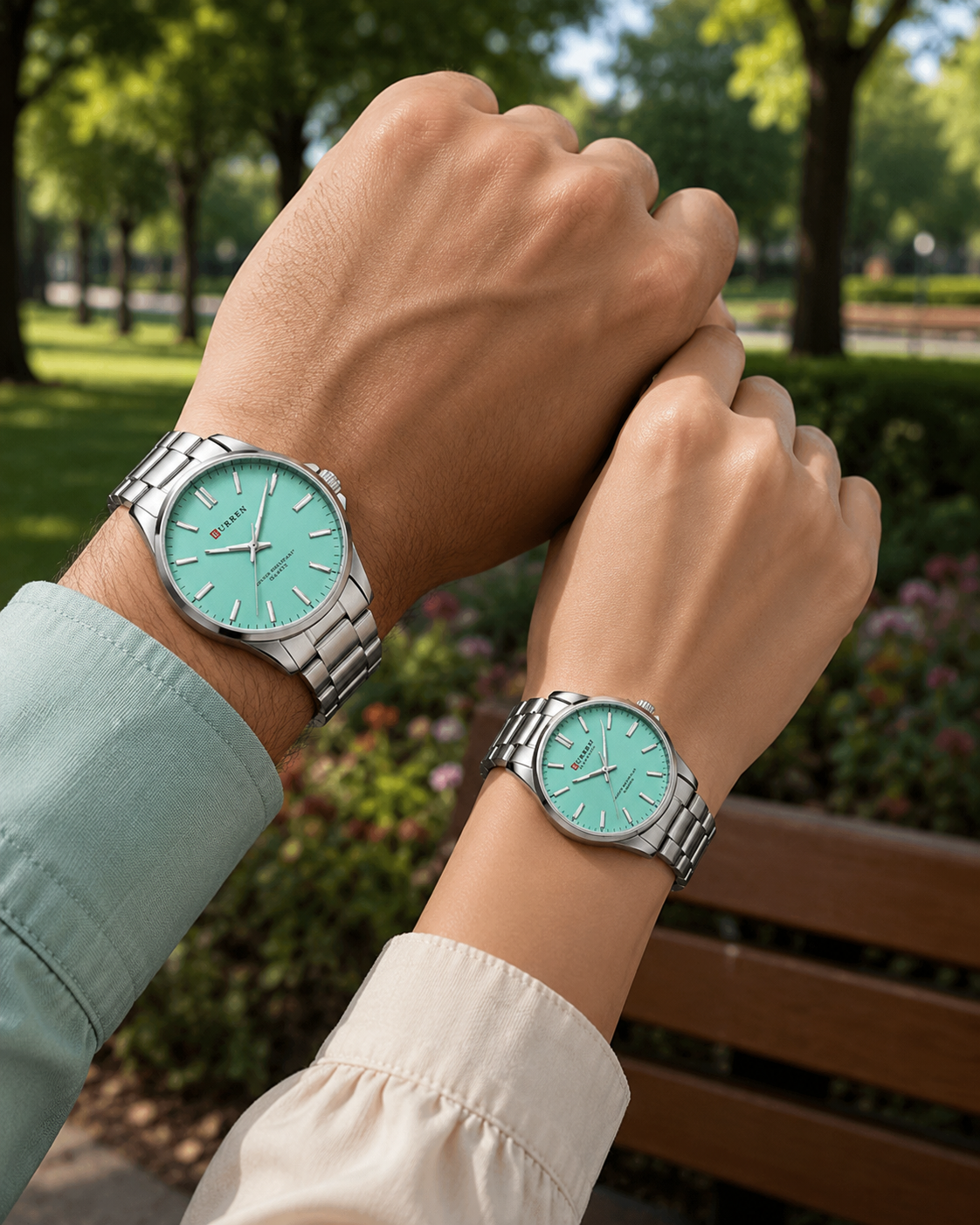 Relojes en Pareja Curren 9090 + Esfero Curren+ Bolsa de Regalo✅