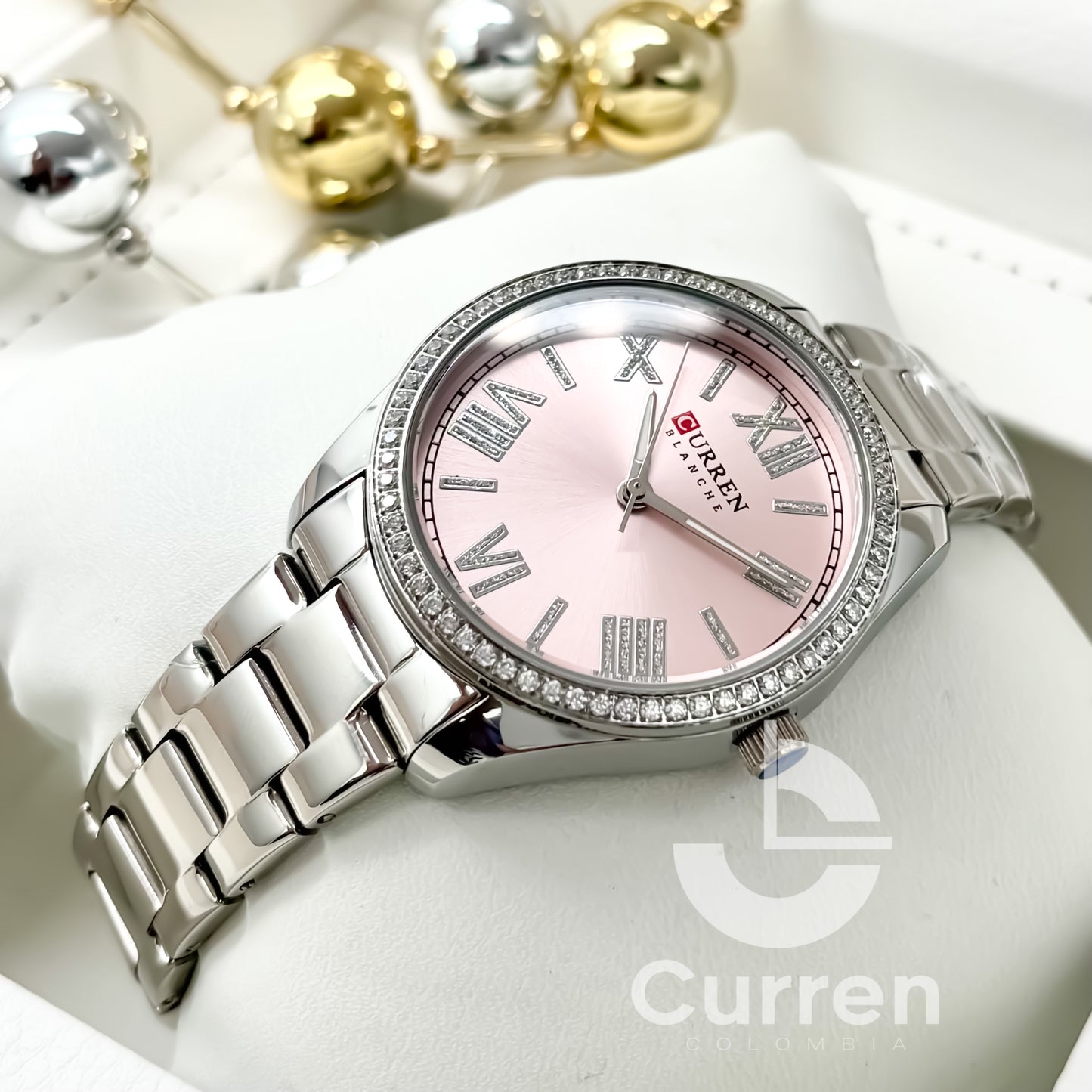 Reloj de Dama Curren 9088 + Esfero Curren+ Bolsa de Regalo