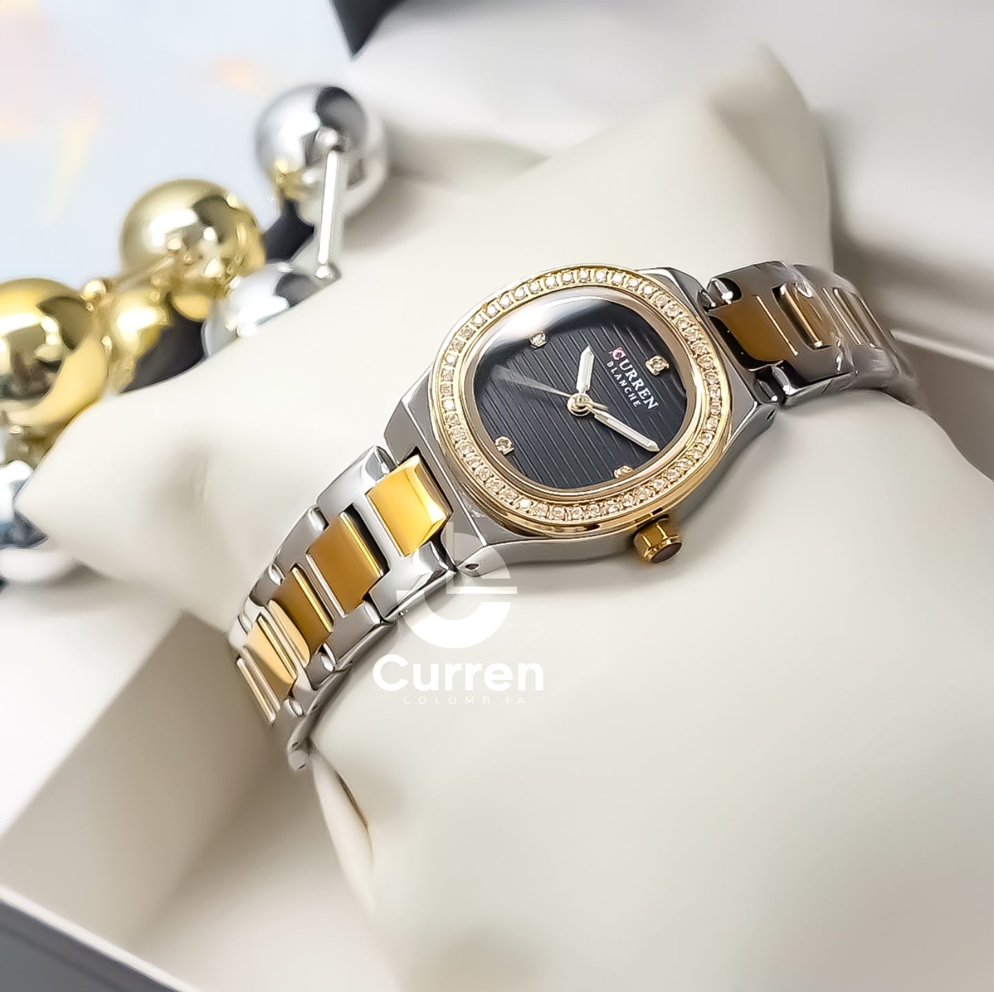 Reloj de Dama Curren 9101 + Esfero Curren+ Bolsa de Regalo