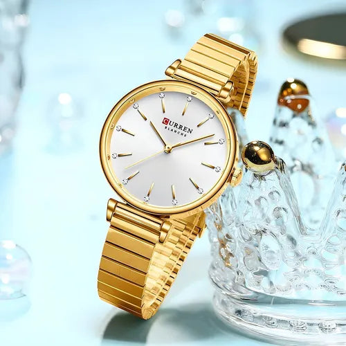 Reloj Curren Dama 9081 Metal   + Esfero Curren+ Bolsa de Regalo