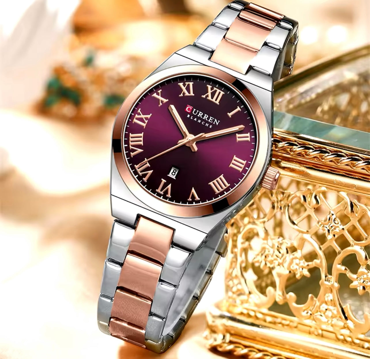 Reloj de Dama Curren 9095+ Esfero Curren+ Bolsa de Regalo