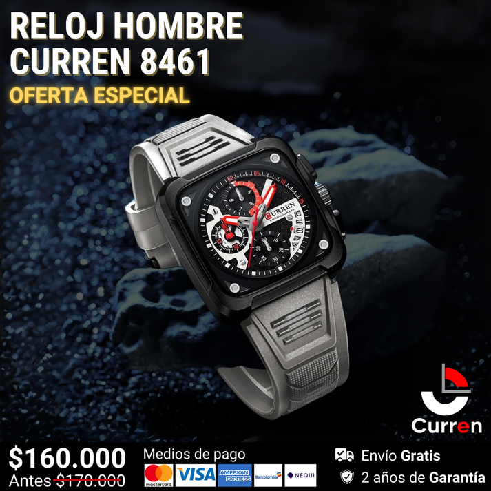 Reloj De Hombre Curren 8461 + Esfero Curren+ Bolsa de Regalo ...