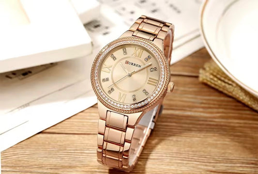 Reloj de Dama Curren 9004 + Esfero Curren+ Bolsa de Regalo