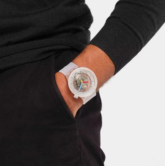 Reloj Swatch Clearly Bold SB01K100 — Diseño Transparente