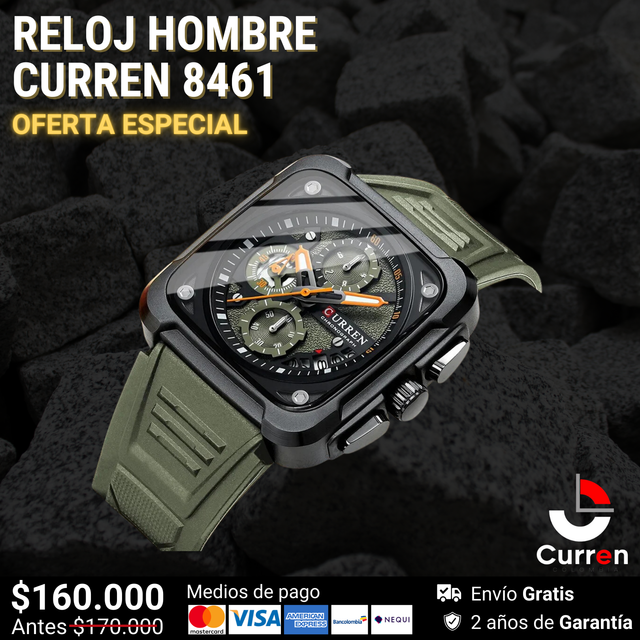 Reloj De Hombre Curren 8461 + Esfero Curren+ Bolsa de Regalo