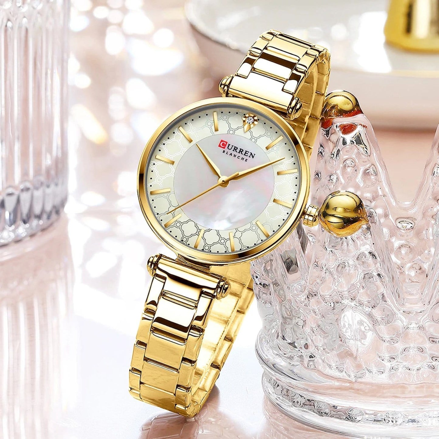 Reloj de Dama Curren 9072 + Esfero Curren+ Bolsa de Regalo
