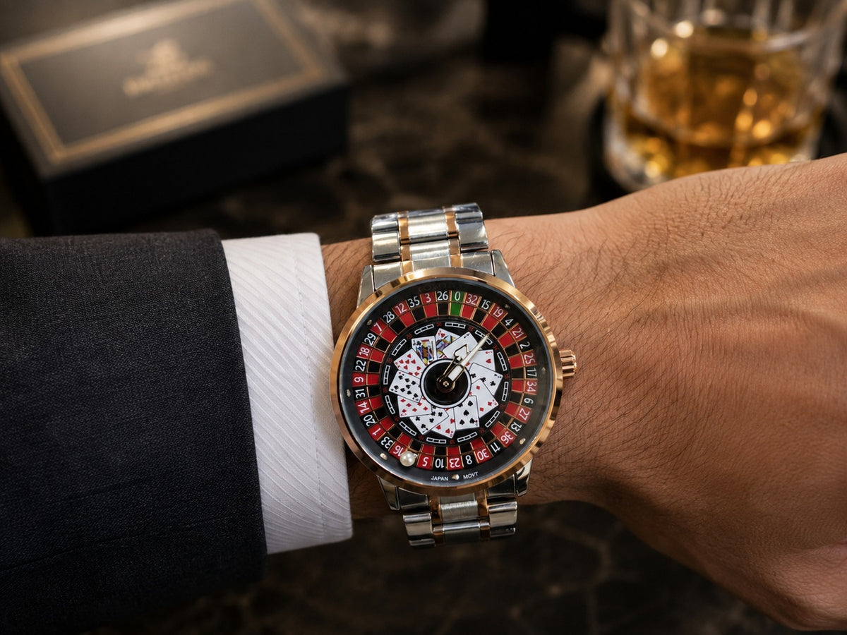 Reloj de Hombre Kosmo Casino Acero y Cuero 🃏✅
