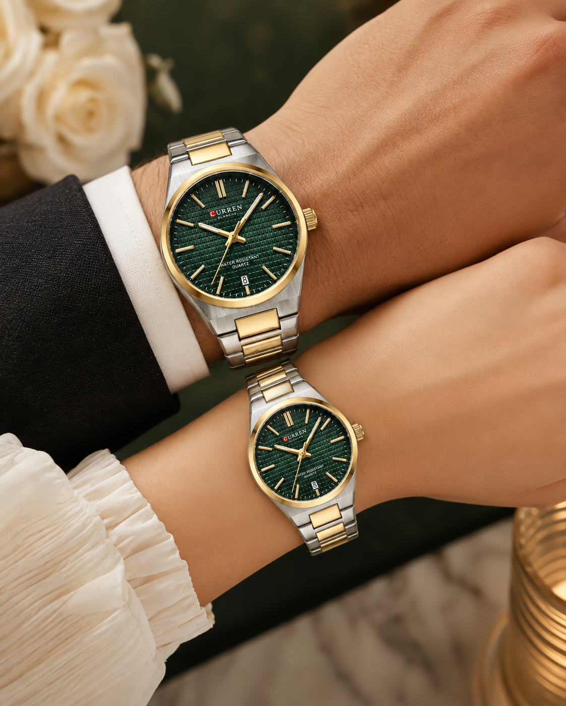 Reloj Parejas  Curren  8439 + Esfero Curren+ Bolsa de Regalo✅