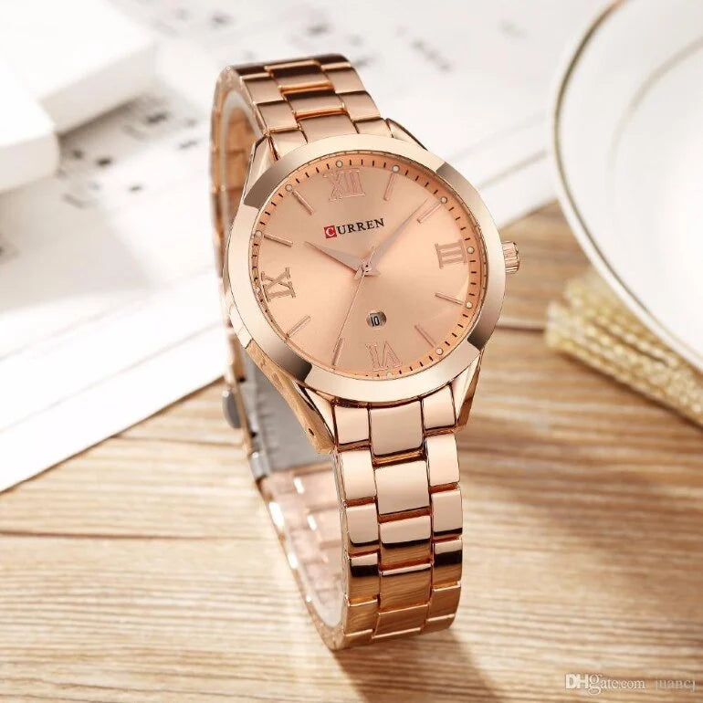 Reloj de Dama Curren 9007 + Esfero Curren+ Bolsa de Regalo